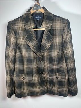 Evan Picone Black and Tan Plaid Sport Coat